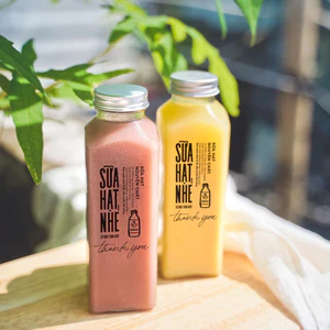 Chai thuỷ tinh BlingBox - Chai thủy tinh vuông nắp nhựa & nhôm 250 - 350ml - 500ml (Chiếc lẻ, Chai trơn, không in hình)