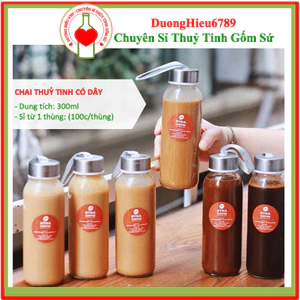Chai thuỷ tinh BlingBox - Chai Thủy Tinh Có Nắp Đậy, Dây Xách Tiện Lợi 500ml, 300ml
