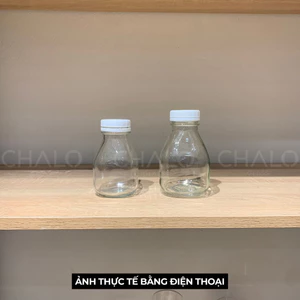 Chai thuỷ tinh BlingBox - Chai thủy tinh vuông dáng lùn nắp nhựa 350ml ~ 500ml (Chai trơn, không in hình)