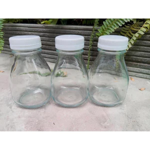Chai thuỷ tinh BlingBox - Chai thủy tinh vuông lùn nắp nhựa 500ml Đựng sữa chua , nước ép