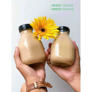 Chai thuỷ tinh BlingBox - Chai thuỷ tinh vuông dáng lùn miệng rộng đựng nước ép , sữa hạt tiện lợi 300, 500ml