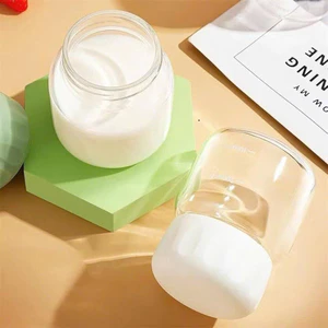 Chai thuỷ tinh BlingBox - Sét 5 Bình Thủy Tinh Dáng Lùn Chai Thủy Tinh 200ml Chia Vạch Có Nắp Gioăng Kín, Chai Đựng Nướ