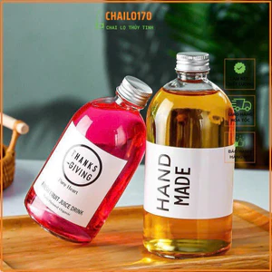 Chai thuỷ tinh BlingBox - Set 20 Chai thuỷ tinh tròn miệng nhỏ nắp nhôm 280ml - 350ml 500ml đựng nước ép, cafe, đồ uố