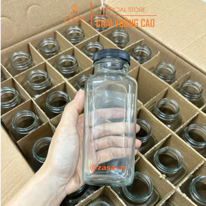 Chai thuỷ tinh BlingBox - [Combo từ 3c] Chai Thủy Tinh Vuông Cao 250ml/350ml/500ml - Đựng Nước ép, Mật Ong, Sữa hạt – Z