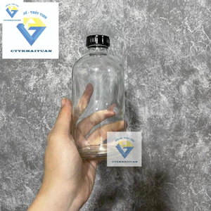 Chai thuỷ tinh BlingBox - Chai thủy tinh tròn 350ml nắp nhựa đen / chai 500ml tròn đẹp / chai đựng nước ép, chai đựng s