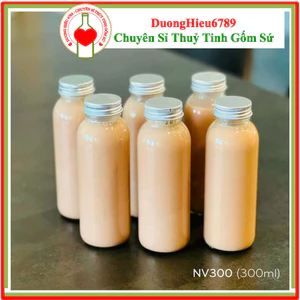 Chai thuỷ tinh BlingBox - Chai Thuỷ Tinh Tròn Nắp Nhôm 300ml, 500ml - Duonghieu6789