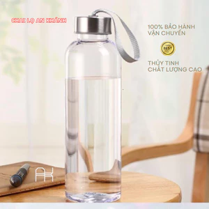 Chai thuỷ tinh BlingBox - [Bán chạy] Bình Thủy Tinh Trong Suốt 300ml 500ml Nắp Dây Tiện Lợi, Bảo Đảm Thủy Tinh Chất Lượ
