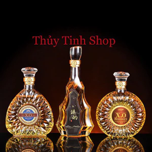 Chai thuỷ tinh BlingBox - [CÓ TEM] Combo 3 chai thuỷ tinh đựng rượu (XO 750ml- Chai cạnh S9 - XO 500ml)
