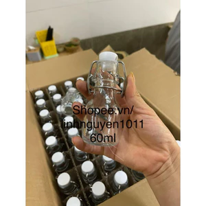 Chai thuỷ tinh BlingBox - Chai lẻ thuỷ tinh đựng GINGER SHOT 60ml gọng sắt ( chai kẹp 60ml)