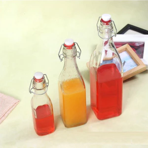 Chai thuỷ tinh BlingBox - Chai thủy tinh nắp gài vuông gọng inox kín hơi 250ml ,500ml ,1000ml hàng dày dặn