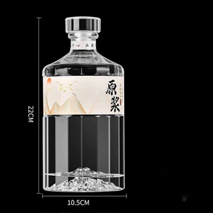 Chai thuỷ tinh BlingBox - (Chai mới) 500ml và 1 lít, vỏ chai thủy tinh dáng Hibiki đáy chai hình dãy núi có tem