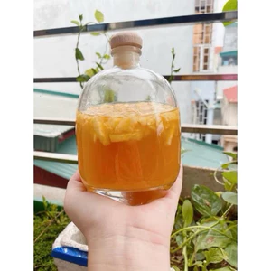 Chai thuỷ tinh BlingBox - Chai thuỷ tinh tròn trong suốt nắp gỗ 500ml dầy dặn