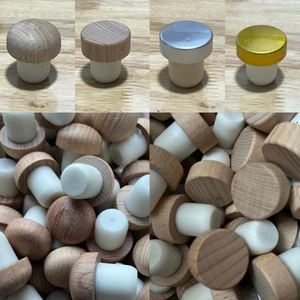 Chai thuỷ tinh BlingBox - Nắp gỗ nắp bạc thay thế cho nắp chai thủy tinh sọc kẻ tròn mờ, tròn trong, bầu kẻ, chai kẻ ca