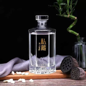 Chai thuỷ tinh BlingBox - Chai thủy tinh lục giác, dung tích 500ml đựng rượu, thủy tinh trong suốt, tặng tem kèm theo-K