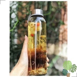 Chai thuỷ tinh BlingBox - Combo 4 chai thủy tinh detox 500ml có dây xách - Giá Xưởng