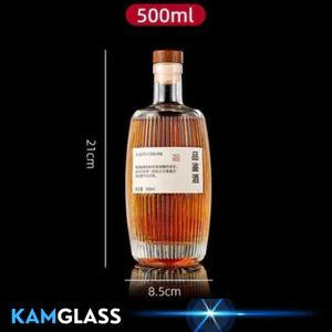 Chai thuỷ tinh BlingBox - (500ml có tem) Vỏ chai thủy tinh đựng rượu, chai thủy tinh dáng thùng gỗ, nắp gỗ cao su M85