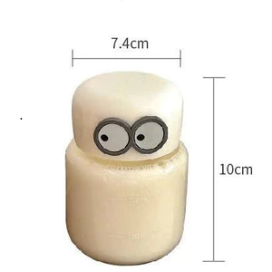 Chai thuỷ tinh BlingBox - Bình Nước Thủy Tinh Dáng Lùn Chia Vạch 300ml An Toàn Không Chứa BPA Đa Dạng Họa Tiết Đôi Mắt