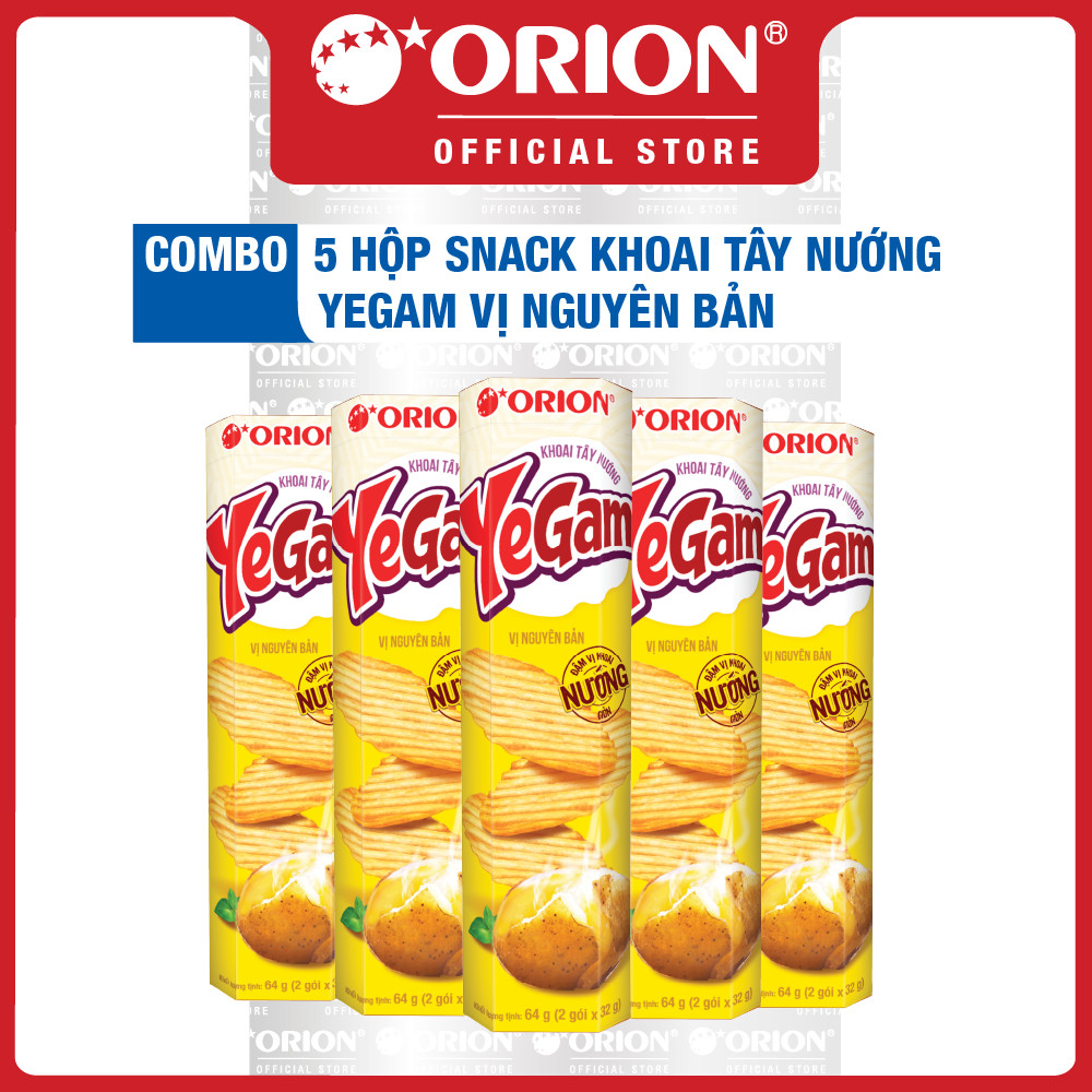 [LIVESTREAM] COMBO 5 Hộp Bánh Snack Khoai Tây Nướng Yegam vị Nguyên Bản (64G/Hộp)