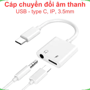 Dây cáp chuyển đổi âm thanh USB type C/IP / 3.5mm cho điện thoại