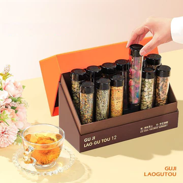 Hộp quà trà mười hai loại hoa114g Trà hoa hồng, trà hoa nhài, trà hoa mộc, trà hoa hibiscus, trà hoa cúc, một món quà tu