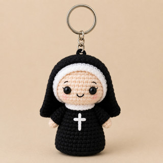Móc Khóa Len Lendo Công Giáo Nữ Tu Thiên Thần Cha Xứ Chibi Handmade Crochet Quà Tặng