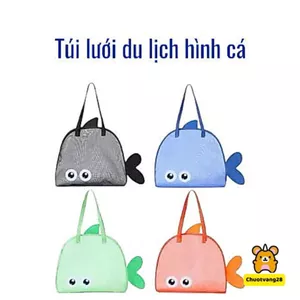 Túi Lưới Đi Biển Đựng Đồ Dung Tích Lớn Hình Cá Xinh Xắn Túi Du Lịch