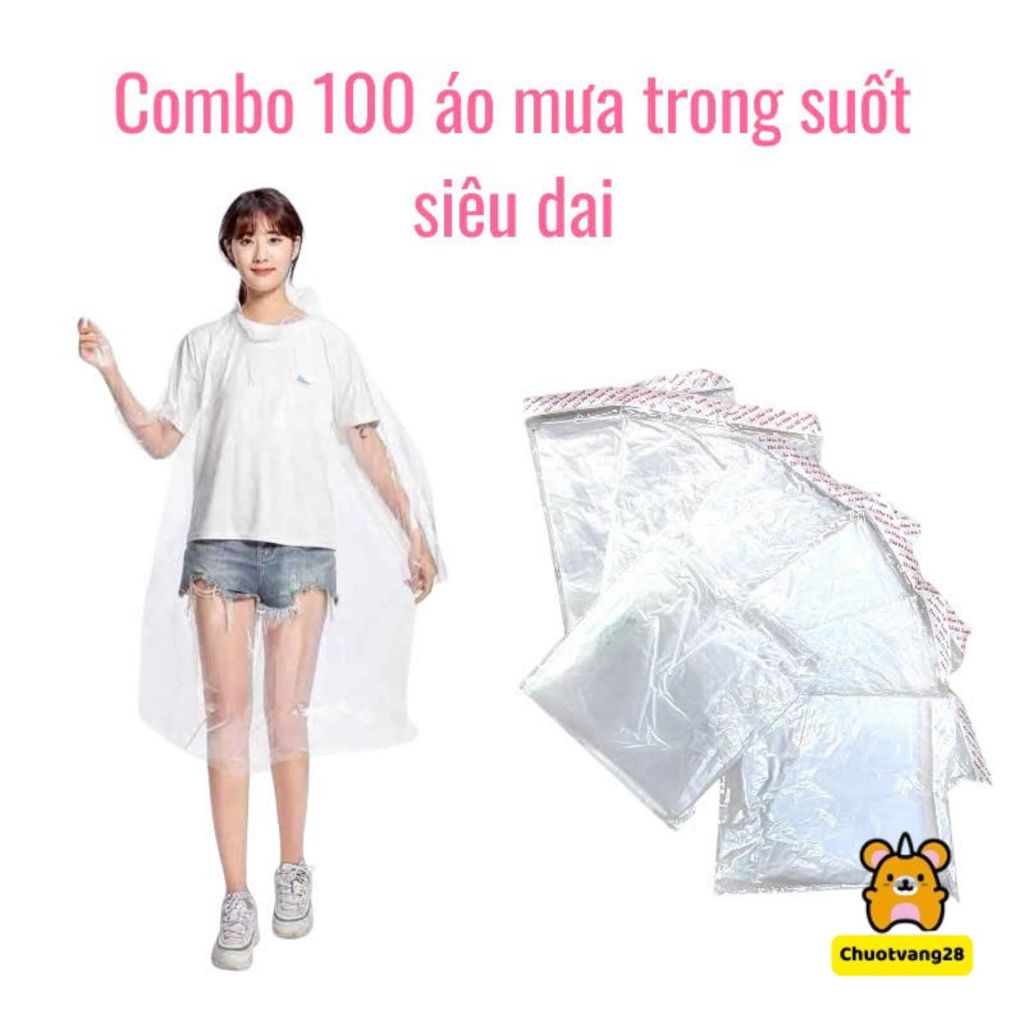 Combo 50 áo mưa trong suốt siêu dai siêu bền không mùi tiện lợi bỏ túi du lịch