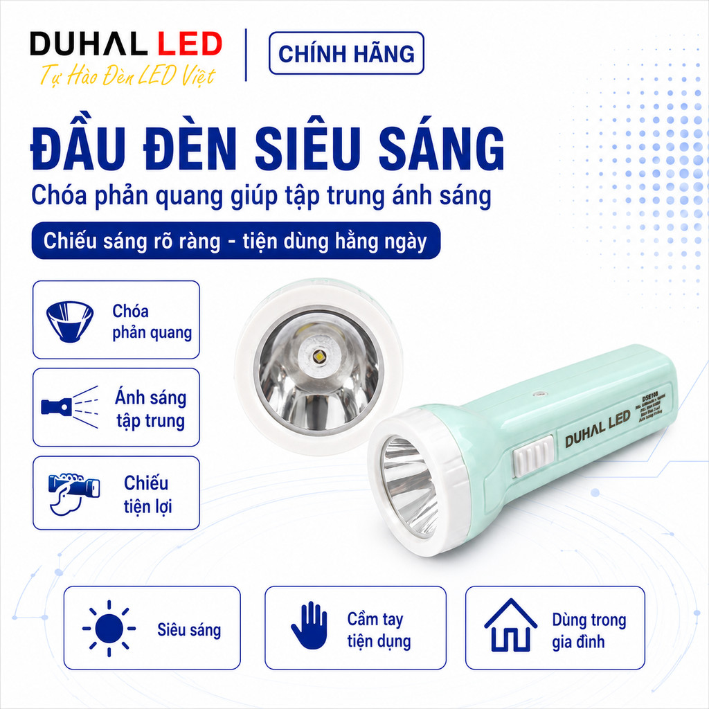 Đèn pin siêu sáng pin trâu cầm tay mini, chống nước, gọn nhẹ - Duhal DSE108