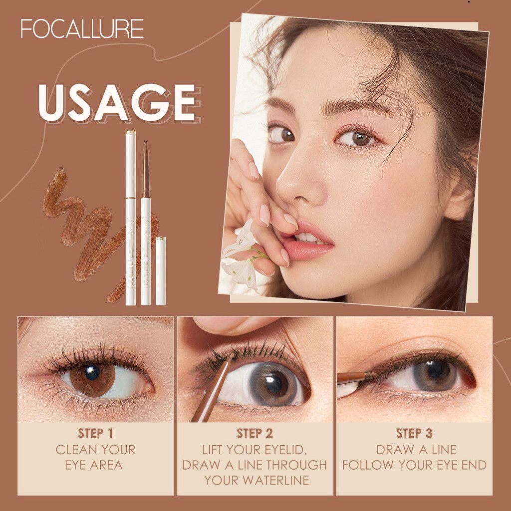 FOCALLURE Chì kẻ mắt siêu mảnh 1.7mm mềm mịn lâu trôi chống nước 0.1g