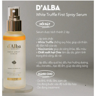 [ HÀNG CÔNG TY ] Xịt khoáng serum D'ALBA Version Mới dưỡng ẩm