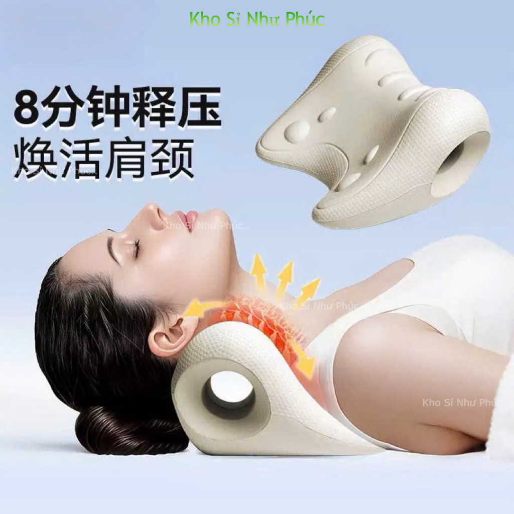 Gối Massage Cổ Gáy Tại Nhà Giúp Kéo Dãn Đốt Sống Cổ, Thư Giãn, Giảm Đau Mỏi Cổ Vai Gáy Hiệu Quả