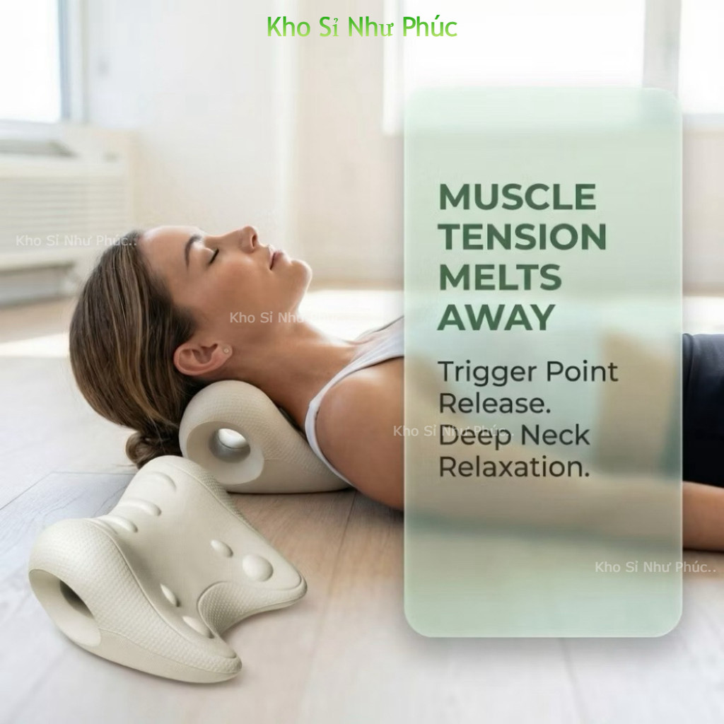 Gối Massage Cổ Gáy Tại Nhà Giúp Kéo Dãn Đốt Sống Cổ, Thư Giãn, Giảm Đau Mỏi Cổ Vai Gáy Hiệu Quả