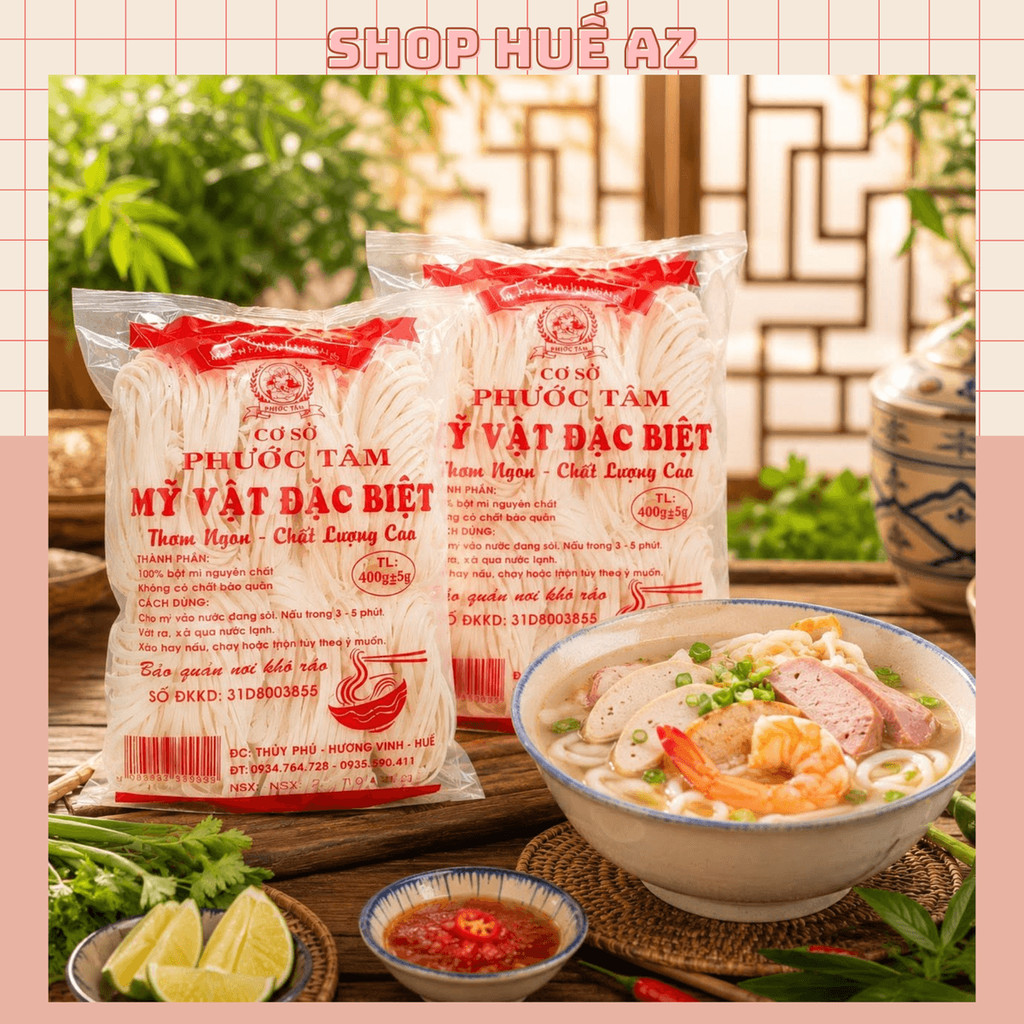 COMBO 2 GÓI - Bánh canh bột mì khô (MÌ VẮT) Phước Tâm Huế gói 400g