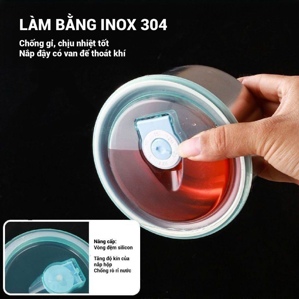 (SET 5 HỘP) INOX 304 CAO CẤP ĐỰNG THỰC PHẨM, KHAY TRÒN CÓ NẮP ĐẬY, Bát Bảo Quản Đồ Ăn Tiện Dụng