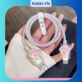 [Bảo Vệ Cáp Sạc TyceC - USB] Phụ kiện bảo vệ cáp sạc dùng cho Cáp Sạc 1 đầu Tyce C, 1 đầu USB, dây kim tuyến 1m4 RABBI