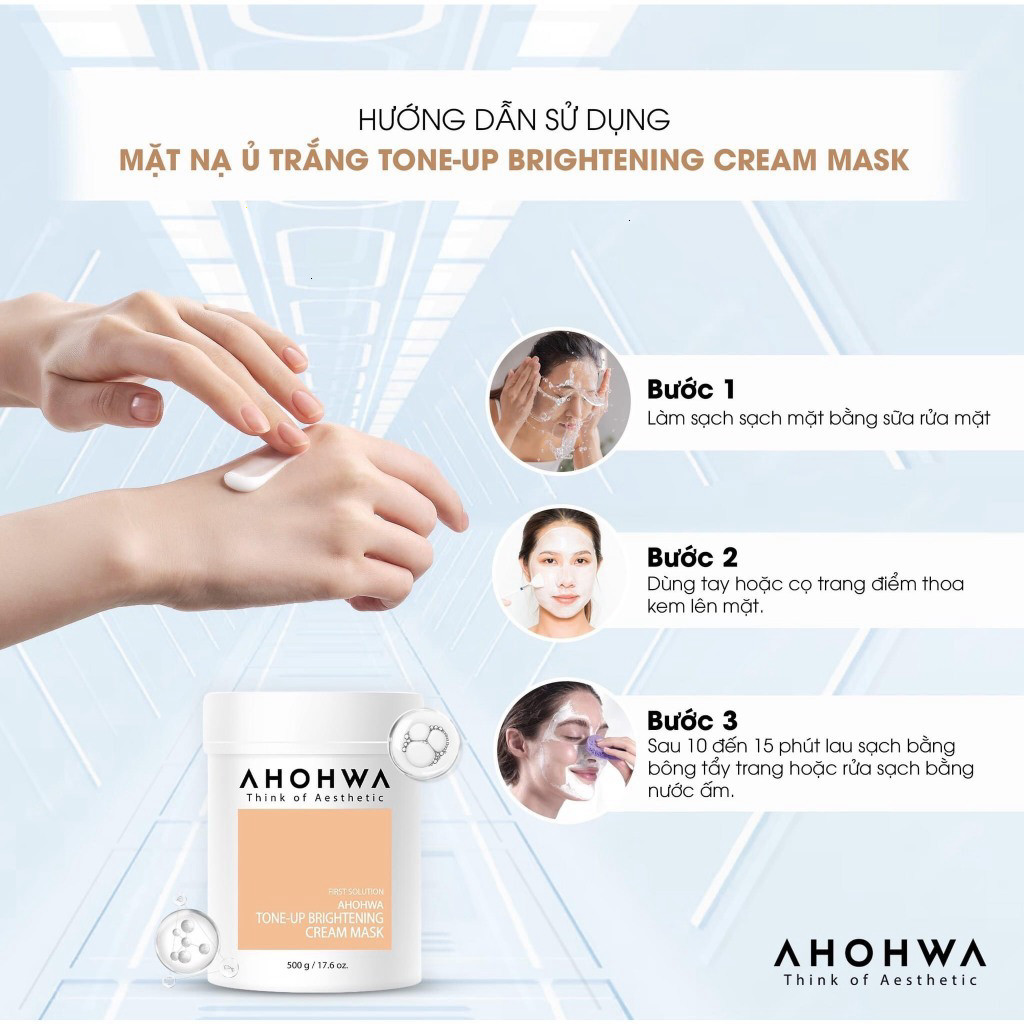 Mặt Nạ Ủ Trắng Dạng Kem AHOHWA Tone-Up Brightening Cream Mask - Dưỡng Da Trắng Sáng Tự Nhiên, Giảm Thâm Nám