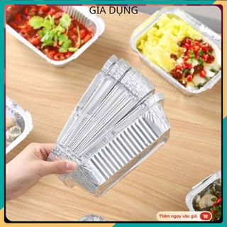 SET 10 KHAY GIẤY BẠC CHỮ NHẬT 410ML - Dùng Một Lần Tiện Lợi Cho Mọi Bữa Tiệc