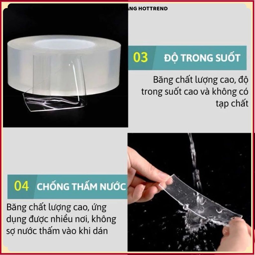 (COMBO 2) BĂNG DÍNH TRONG SUỐT 2 MẶT 3M - Siêu Dính Chắc Chắn Không Cần Khoan Đục