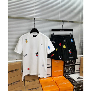 Bộ Quần Áo Nam Cộc Tay ICON DSQ Hoạ Tiết Chất Vải Cotton Cao Cấp Co Dãn 2 màu đen Trắng 2026.....