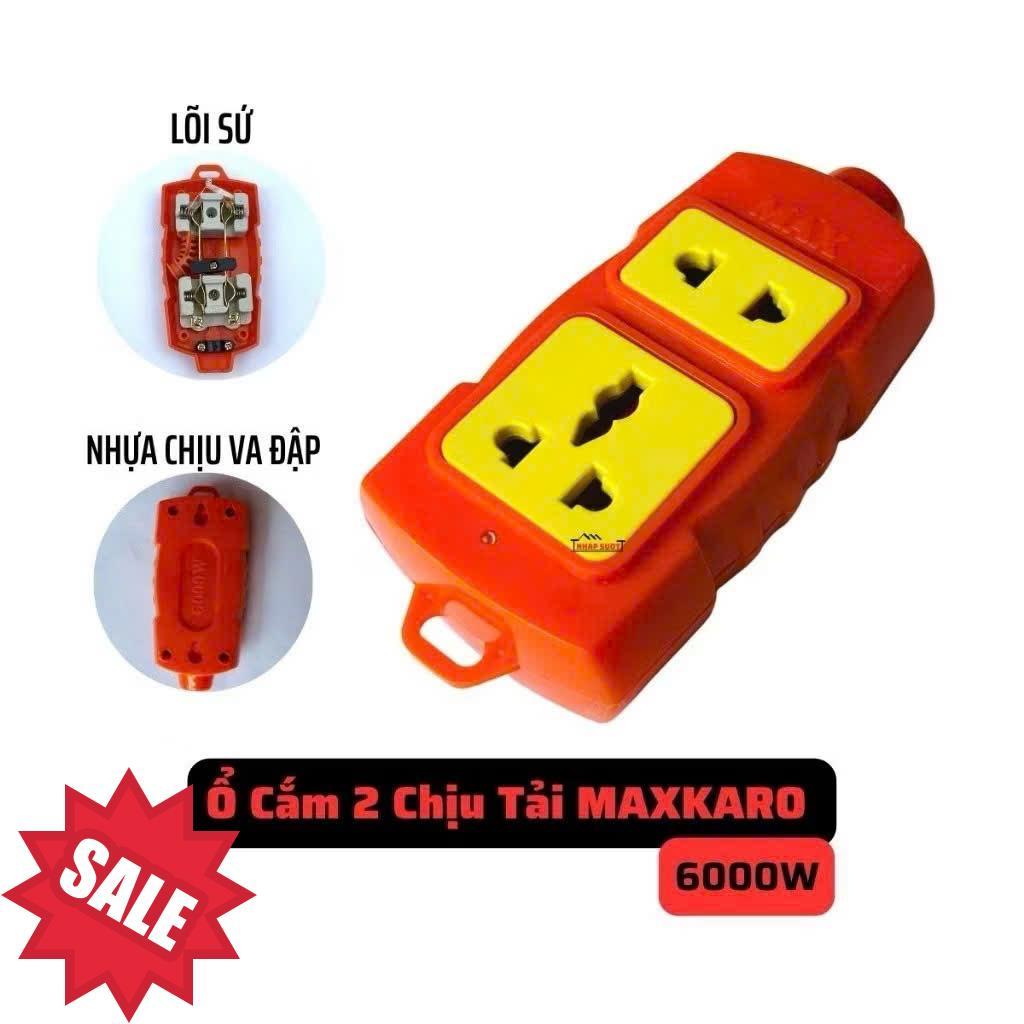 Ổ cắm chịu tải 2 lỗ Vinamax công suất 6000w, lõi sứ chịu nhiệt, vỏ nhựa chống va đập - 2P6 .