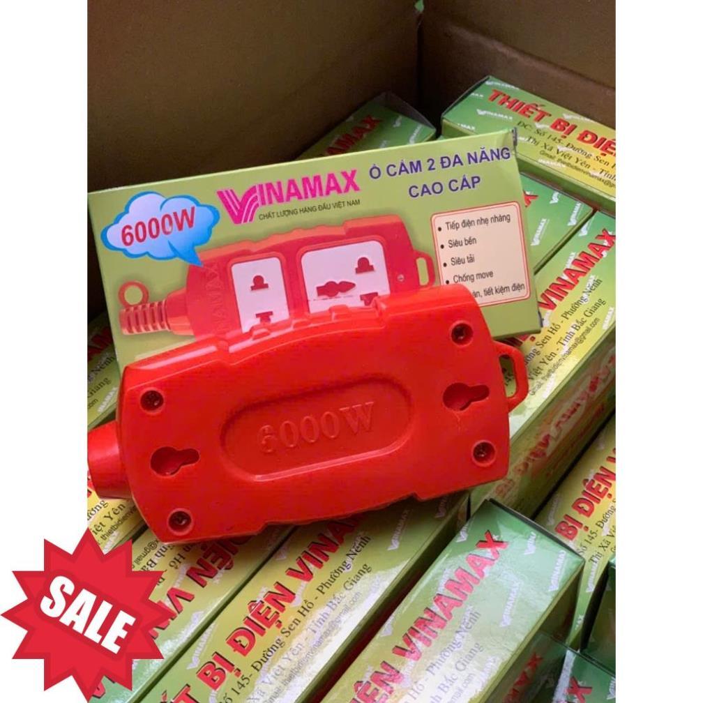Ổ cắm chịu tải 2 lỗ Vinamax công suất 6000w, lõi sứ chịu nhiệt, vỏ nhựa chống va đập - 2P6 .