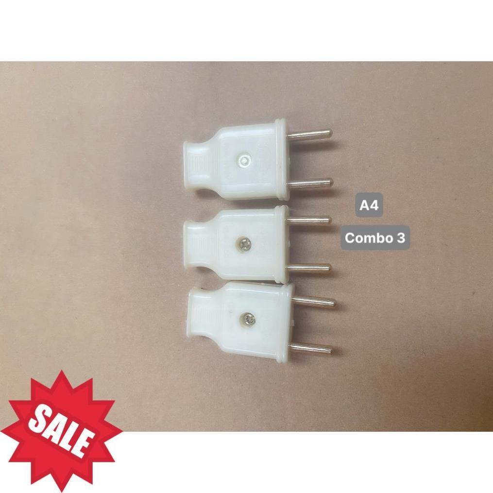 Combo 10 20 30 phích dương cắm điện- hàng đẹp_ Phích cắm Dương Cắm Điện 10A - 250V (Loại Thường, Chân Tròn) .