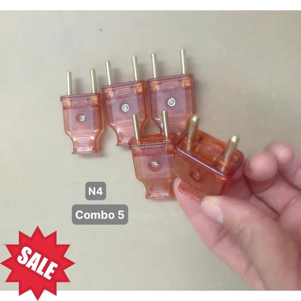 Combo 10 phích dương cắm điện- hàng đẹp_ Phích cắm Dương Cắm Điện 10A - 250V (Loại Thường, Chân Tròn) .