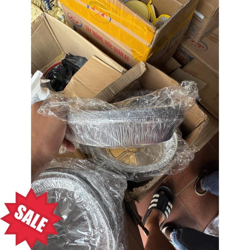 COMBO 100 Khay Giấy Bạc Lót Nồi Chiên Không Dầu,18cm  Khuôn Giấy Bạc Đựng Thực Phẩm Tiện Lợi .