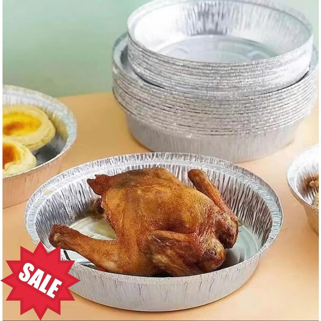 COMBO 100 Khay Giấy Bạc Lót Nồi Chiên Không Dầu,18cm  Khuôn Giấy Bạc Đựng Thực Phẩm Tiện Lợi .