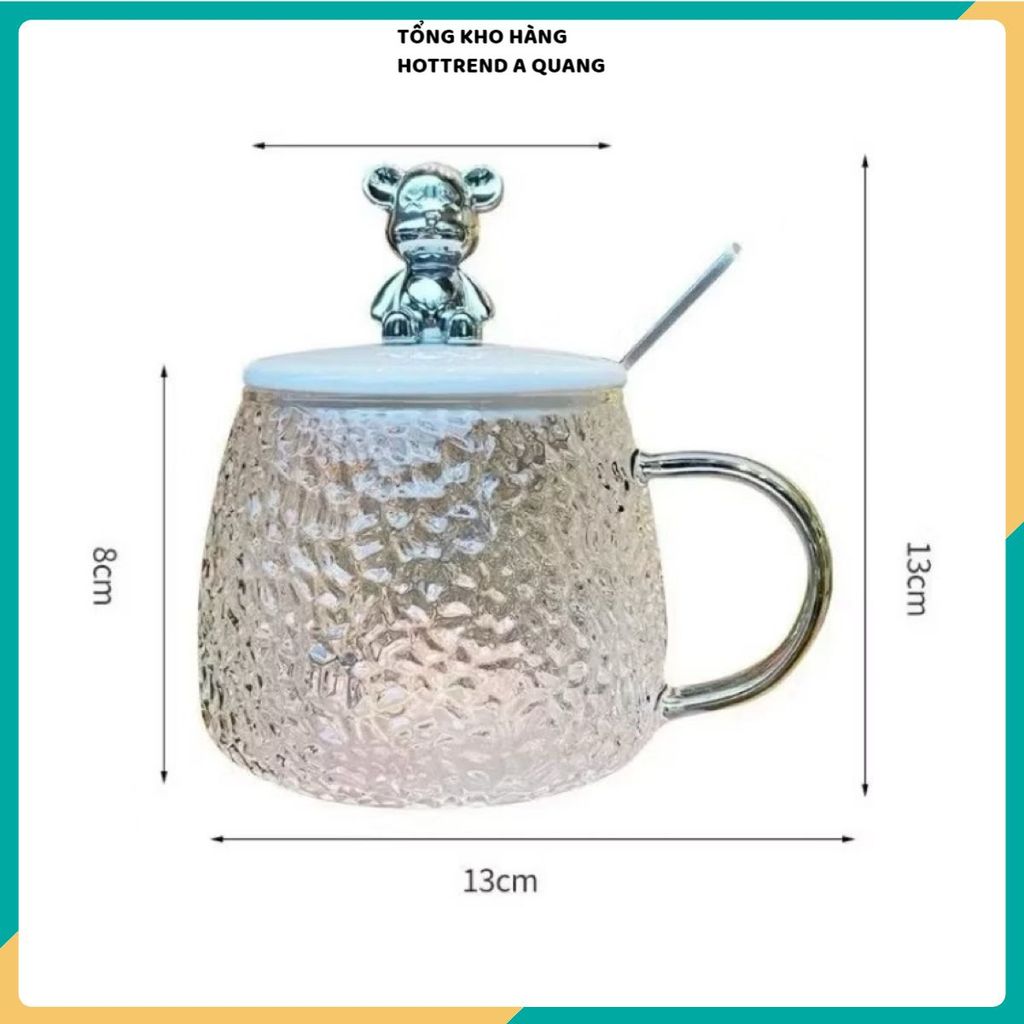CỐC THỦY TINH NẮP GẤU PHONG CÁCH HÀN QUỐC - Ly Uống Nước Xinh Xắn Và Tiện Dụng