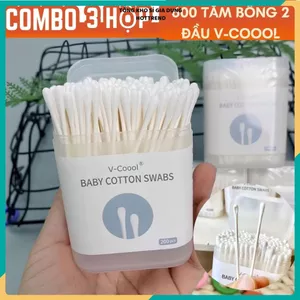 TĂM BÔNG SƠ SINH VCOOL 2 ĐẦU KHÁNG KHUẨN - An Toàn Dịu Nhẹ Cho Bé