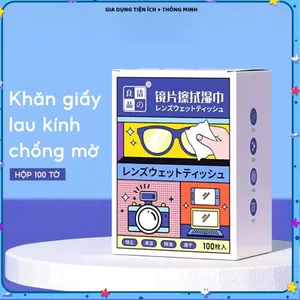 GIẤY LAU KÍNH 100 MIẾNG TIỆN DỤNG, Chống Mờ, Chống Bám Bẩn, Giữ Kính Luôn Sạch Sẽ