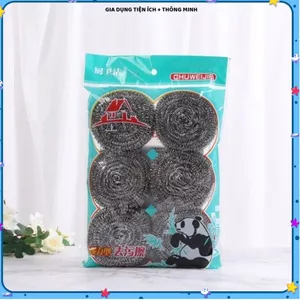 SET 6 BÙI CỌ XOONG NỒI THÉP KHÔNG GỈ TIỆN LỢI, Chà Rửa Dễ Dàng, Dùng Cho Nhà Bếp Gia Đình