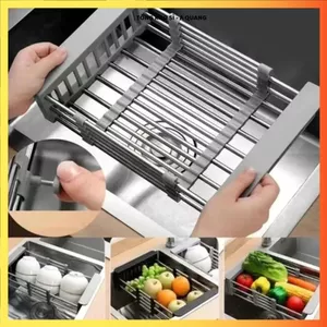 KỆ ĐỰNG ĐỒ GÁC BỒN RỬA CHÉN ĐA NĂNG TIỆN DỤNG - Kệ Gác Bồn Rửa Inox 304 Thu Gọn,Giúp Nhà Bếp Gọn Gàng Sạch Sẽ Hơn